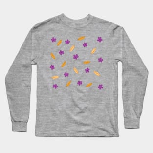 PURPLE FLOWERS AND YELLOW LEAVES PATTERN Long Sleeve T-Shirt